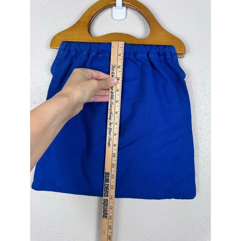 French Connection Wooden Handled Cotton Blue Handbag